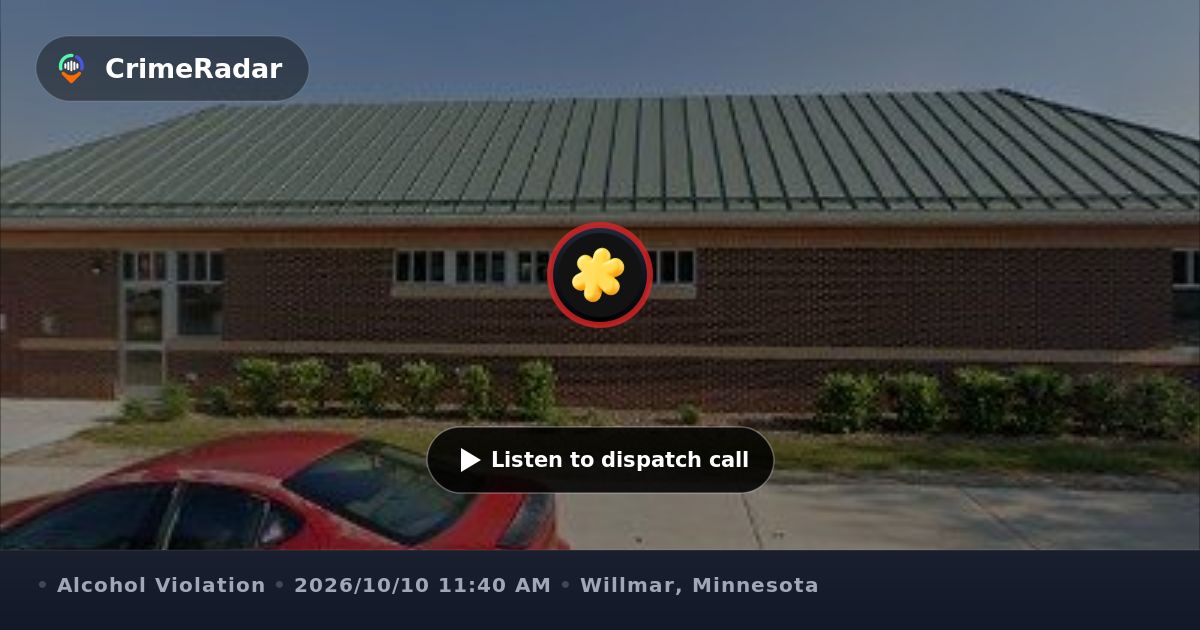 Driver seen drinking alcohol while driving, Willmar MN | CrimeRadar