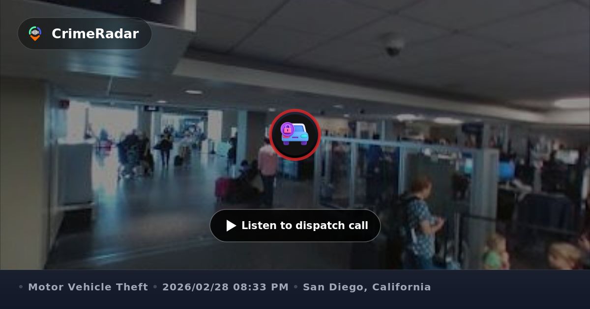 Police follow stolen sedan near airport terminal, San Diego CA | CrimeRadar