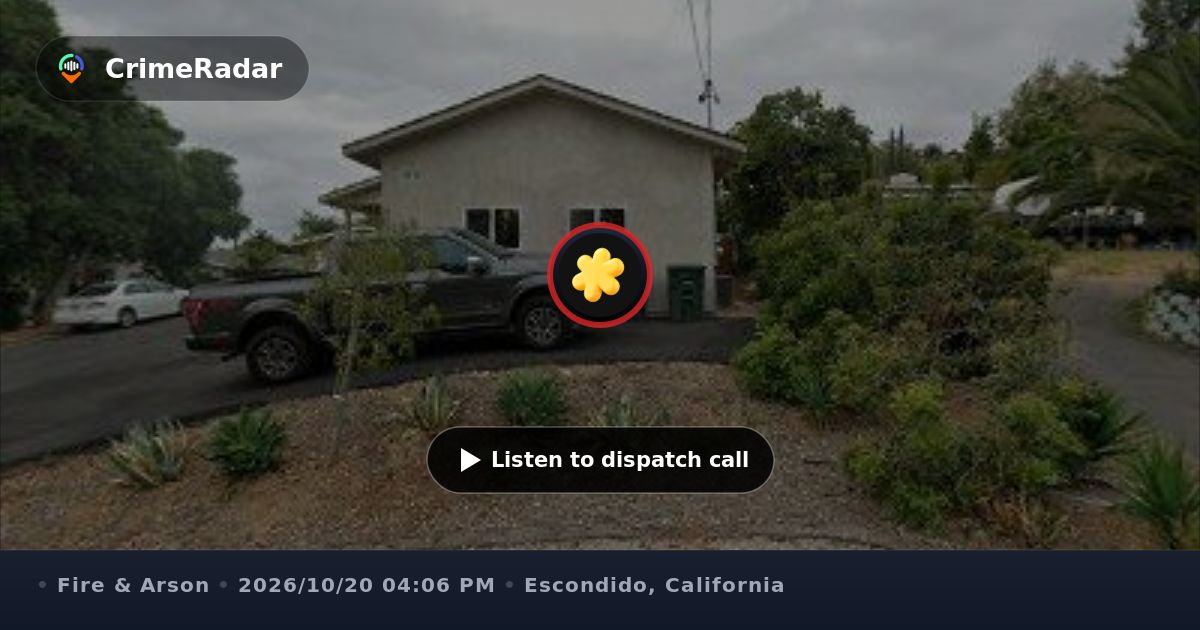 Residential structure fire on Suzanne Lane, Escondido CA | CrimeRadar