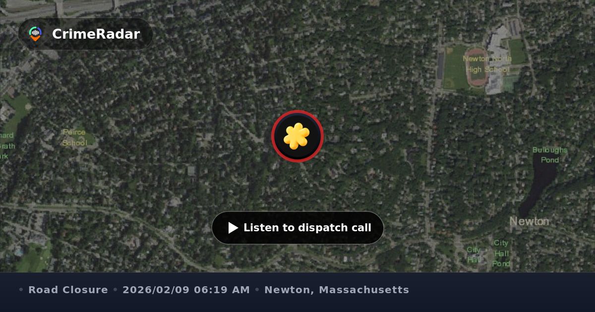 Water main break causing roadway flooding, Newton MA | CrimeRadar