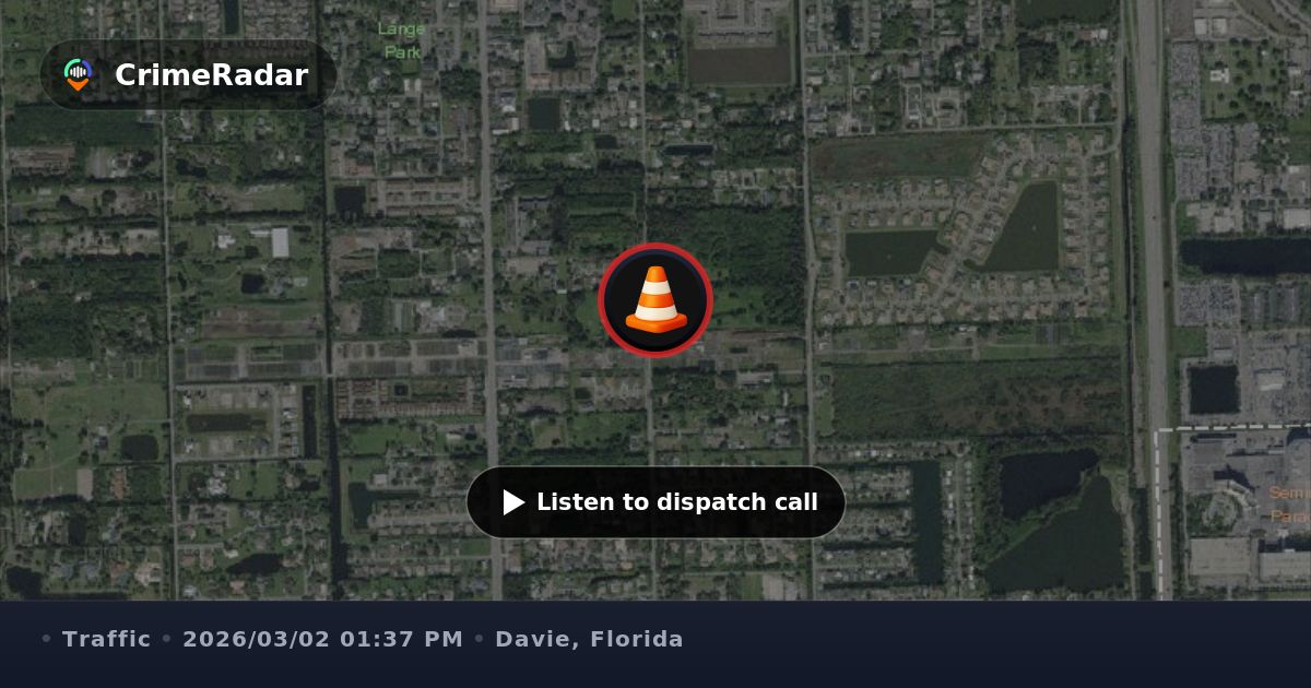 Car hits pole causing power outage on Southwest 61st, Davie FL | CrimeRadar