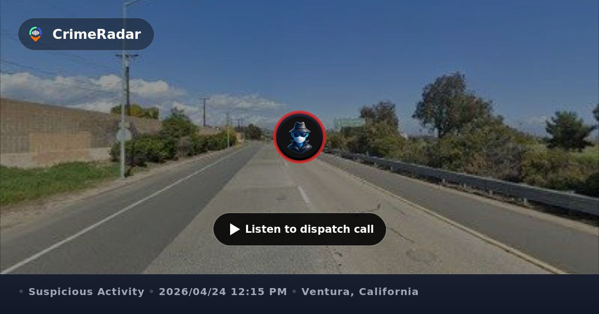 Officer checks SUV parked in bushes off highway, Ventura CA | CrimeRadar