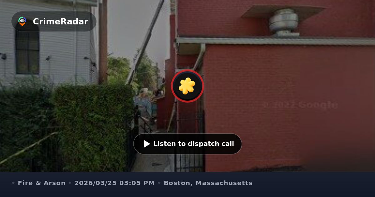 Fire crews manage vehicle fire on Boston Street, Boston MA | CrimeRadar