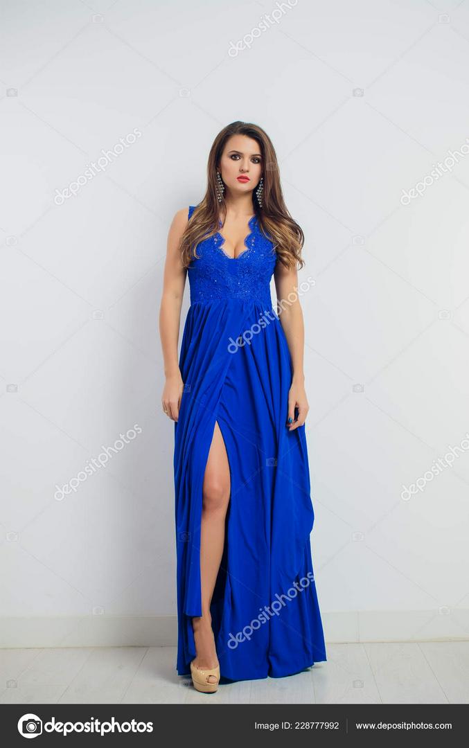 Brunette Woman Has The Blue Ones (Dresses)