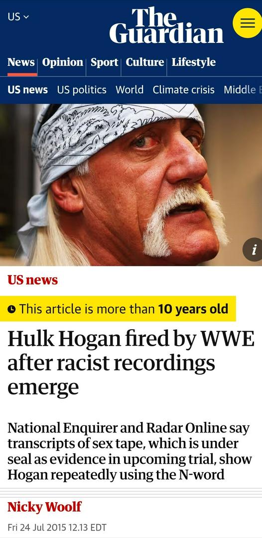 Exactly 10 years ago after WWE
firing, Hogan dies.