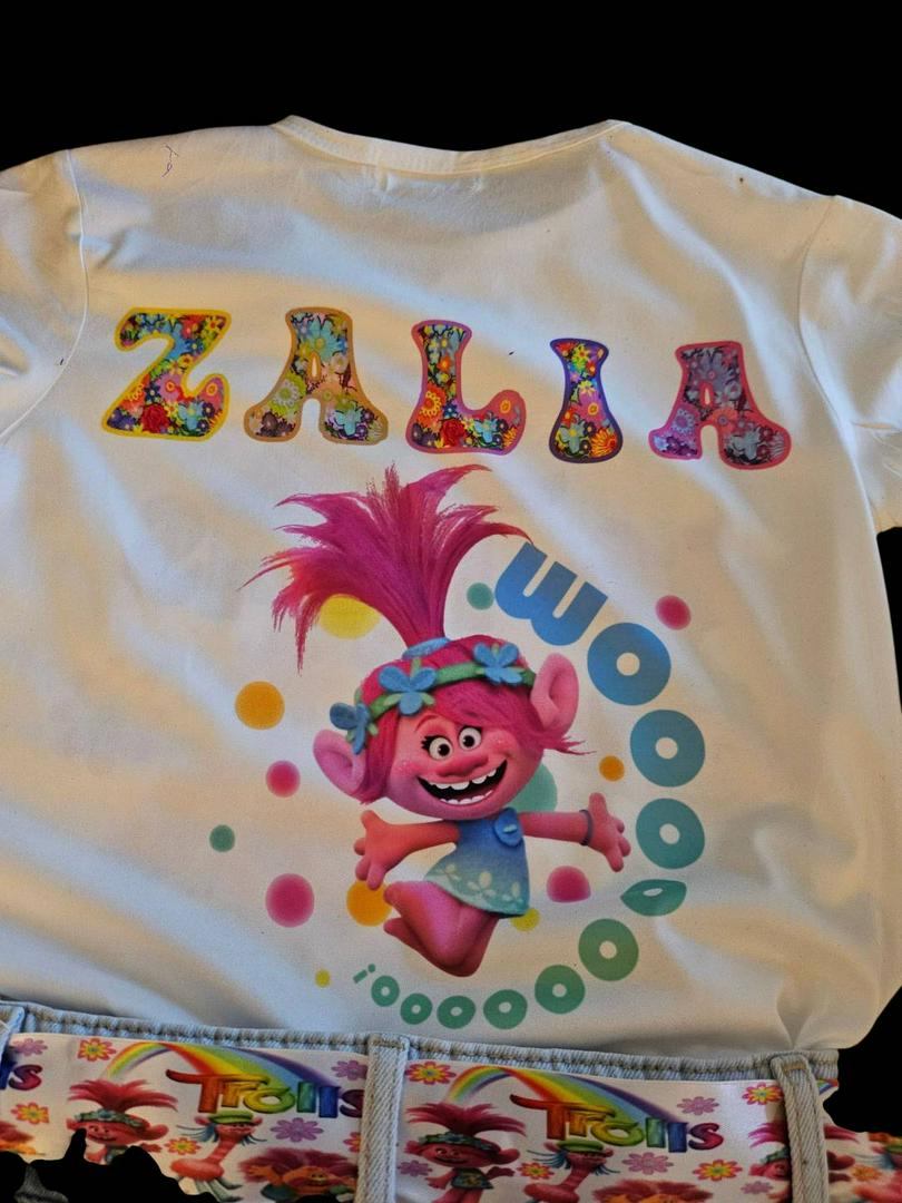 My client wanted a troll theme outfit for her daughter.  Do you think I understand the assignment?