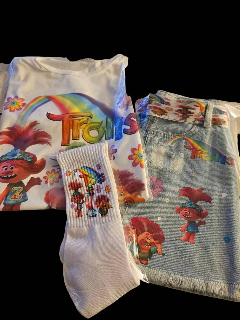 My client wanted a troll theme outfit for her daughter.  Do you think I understand the assignment?