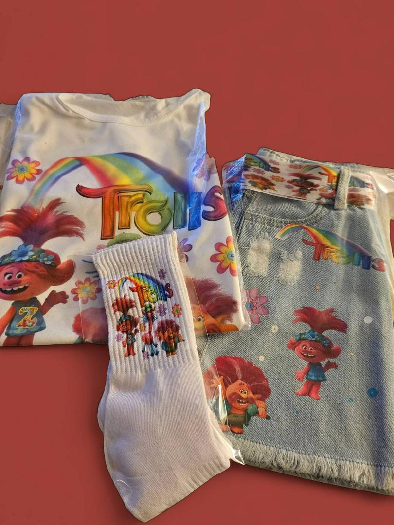 My client wanted a troll theme outfit for her daughter.  Do you think I understand the assignment?