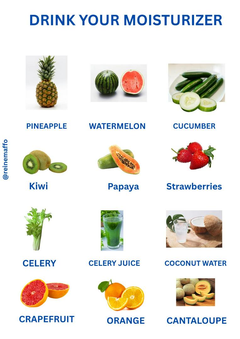 These fruit juices can facilitate skin hydration due to their high water content.
