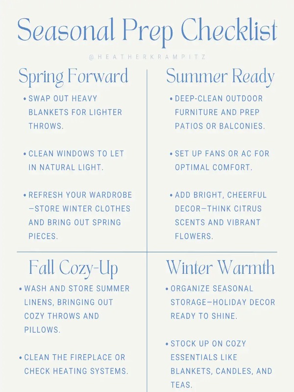 Seasonal Prep Tips 🍂❄️🌸☀️ Keep Your Home Cozy!