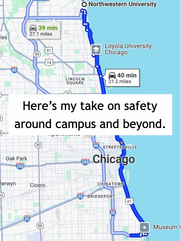 Which areas near Northwestern University are safe?