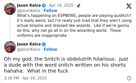 Kelce Roasts ESPN's Quidditch Segment