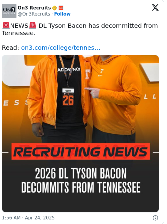 Vols Lose Bacon: SEC Rivals Circle