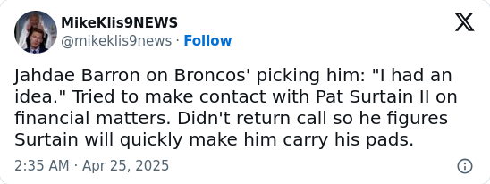 Broncos Shock Fans, Barron Stays Cool