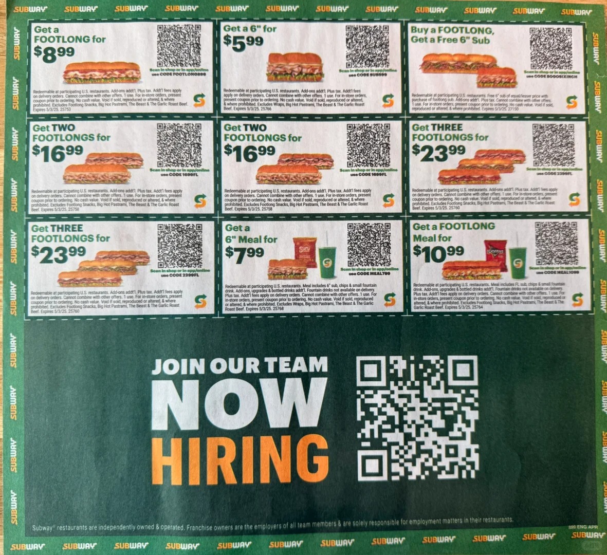 Subway app discount codes you need asap