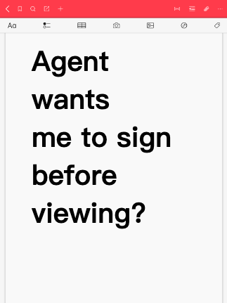 Agent wants me to sign before viewing?