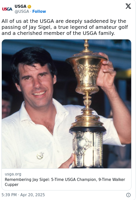 Farewell to Jay Sigel: Amateur GOAT Remembered