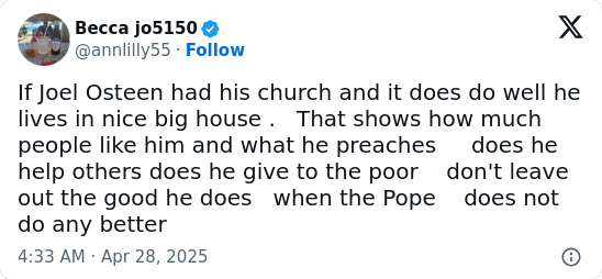 Joel Osteen’s Mansion vs. The Pope’s Room?!