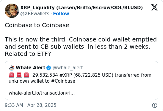 Coinbase Moves Millions in XRP—But Why?