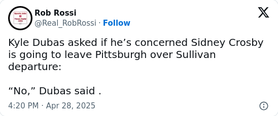 Crosby Stays Loyal After Sullivan Exit