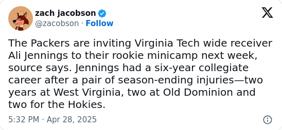 Packers Bet Big on Hokies' Comeback Kid
