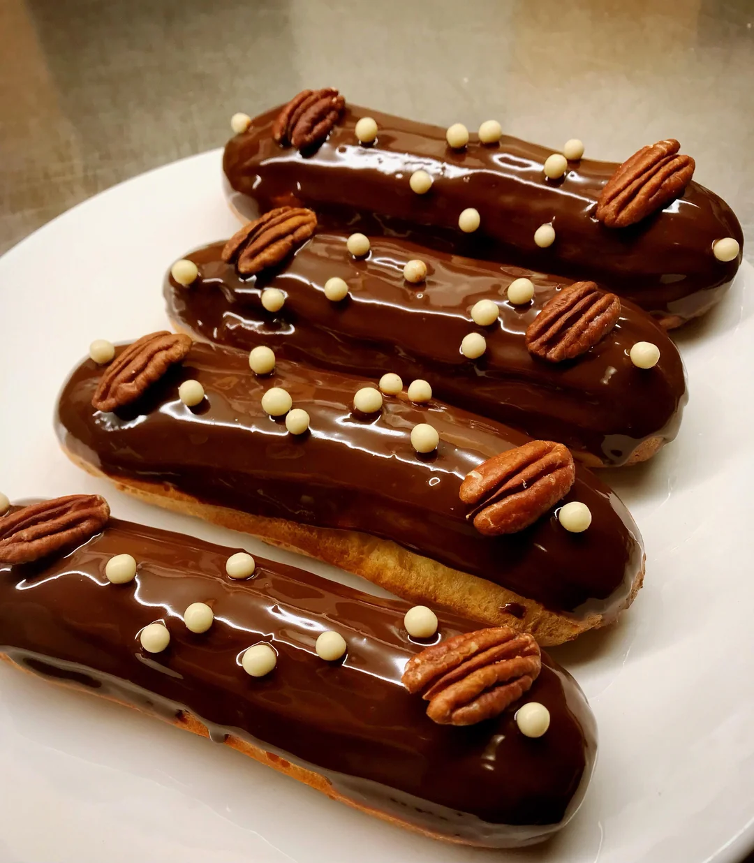 Éclairs with Pecan Praliné