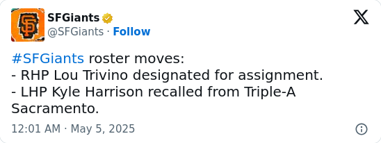 Trivino DFA’d: Giants Cut Ties with Ex-Yank