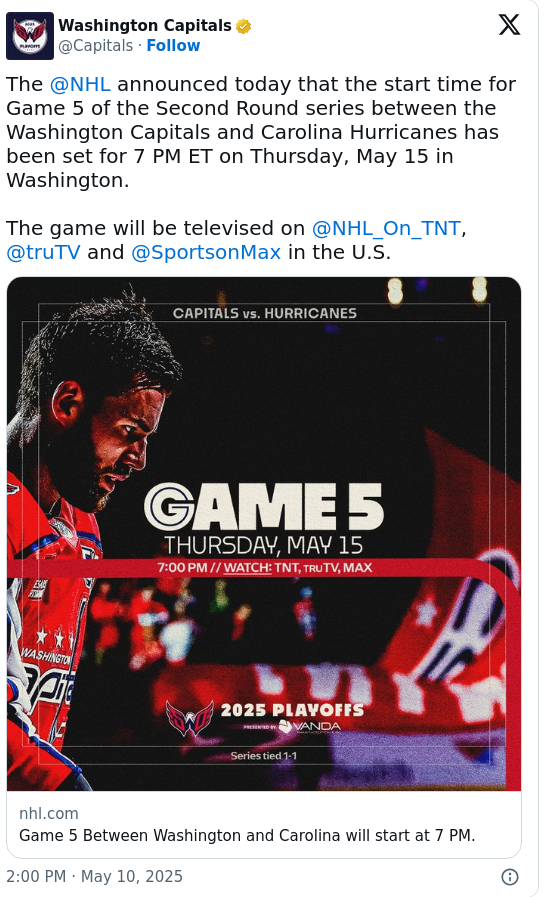 Canes vs. Caps: Game 5 Set—Who’s Got the Edge?