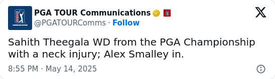 Theegala Out, Smalley In: PGA Shake-Up!