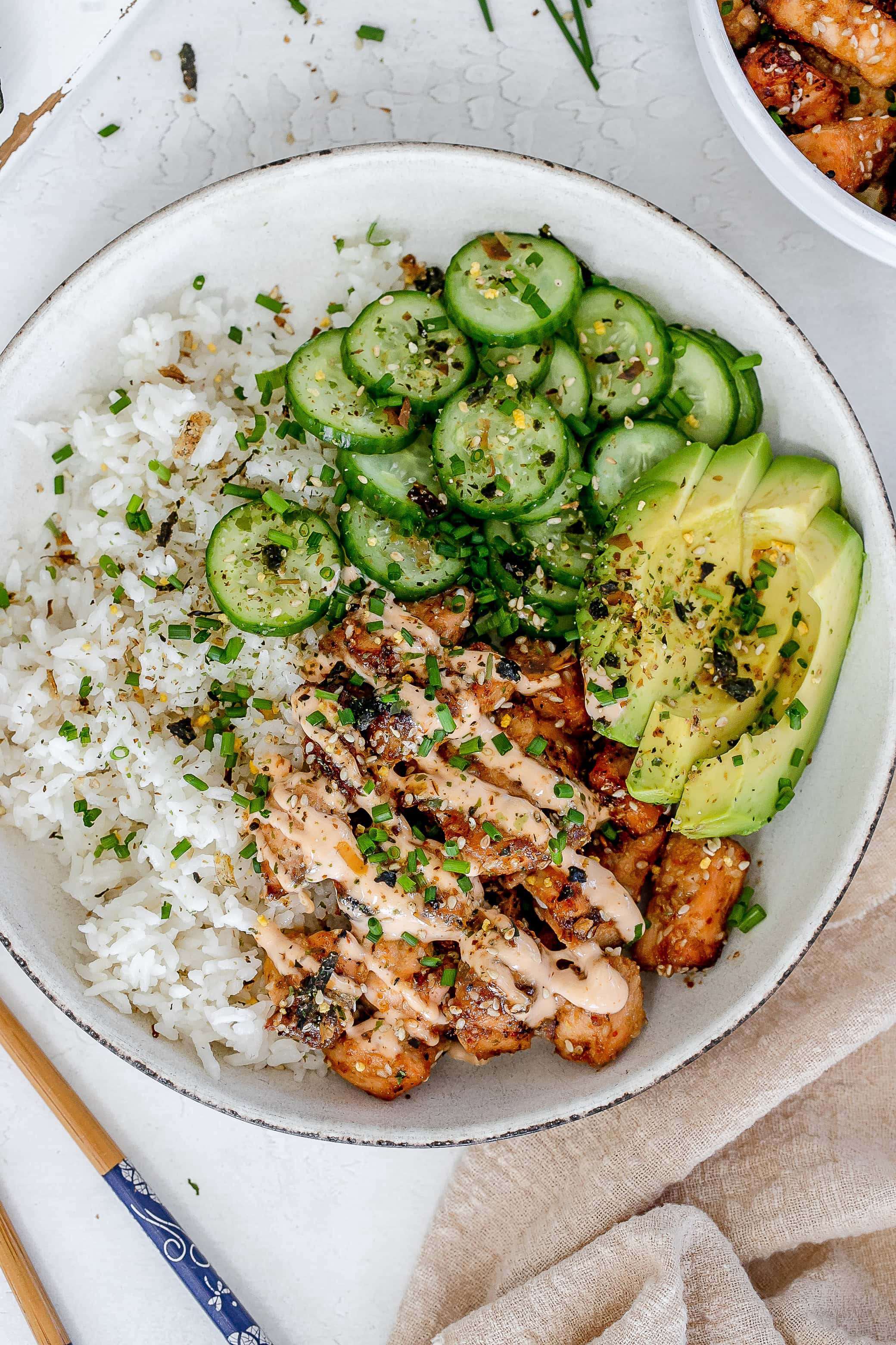Swapping Out Heavy Dinners for This Refreshing Salmon Bowl 