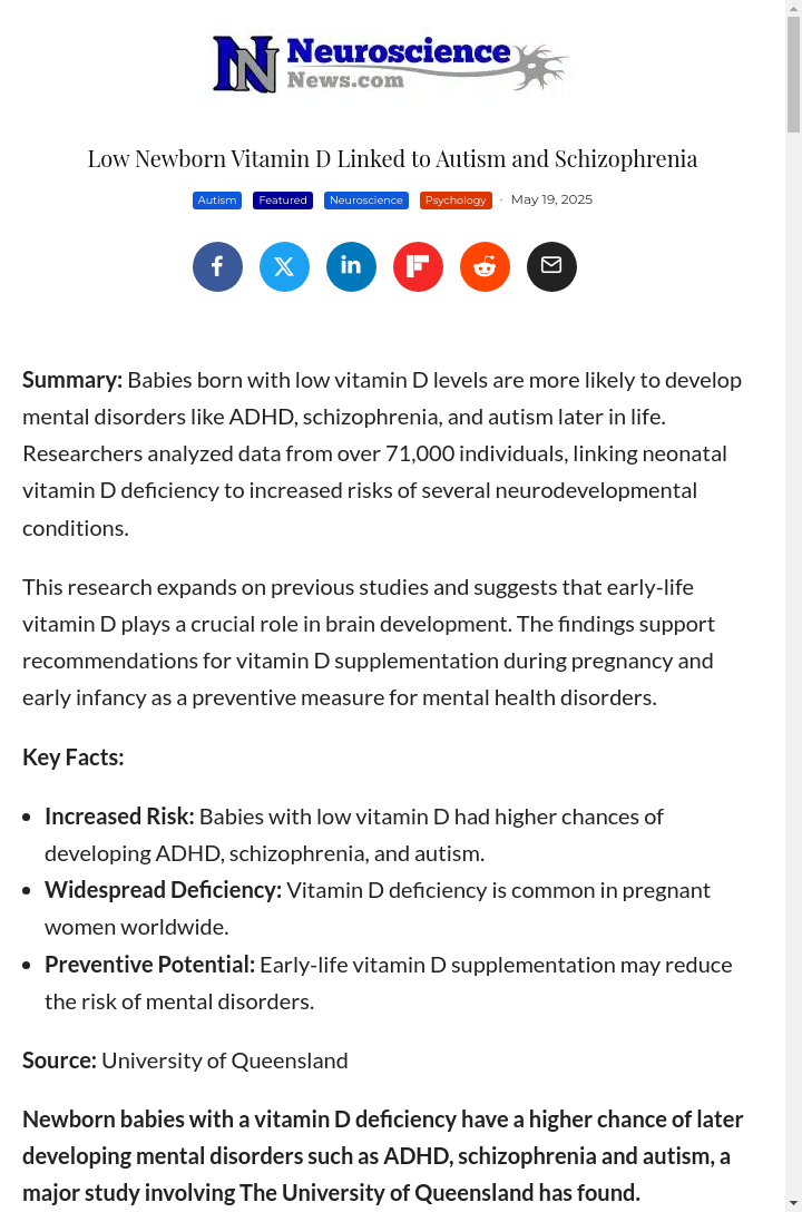 Vitamin D Deficiency & Baby Brain Health?