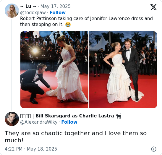 Red Carpet Chaos 😂: Rob Steps on JLaw's Gown