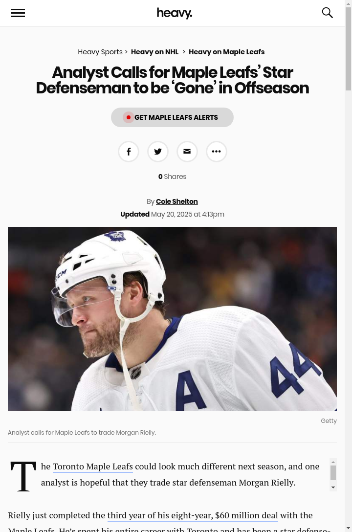 Should the Leafs Move On from Rielly?