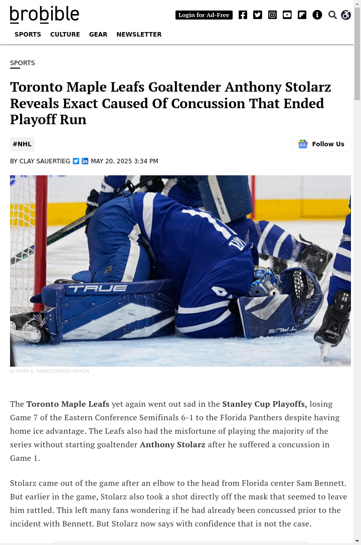 Stolarz Speaks Out: Was Bennett’s Elbow Dirty?