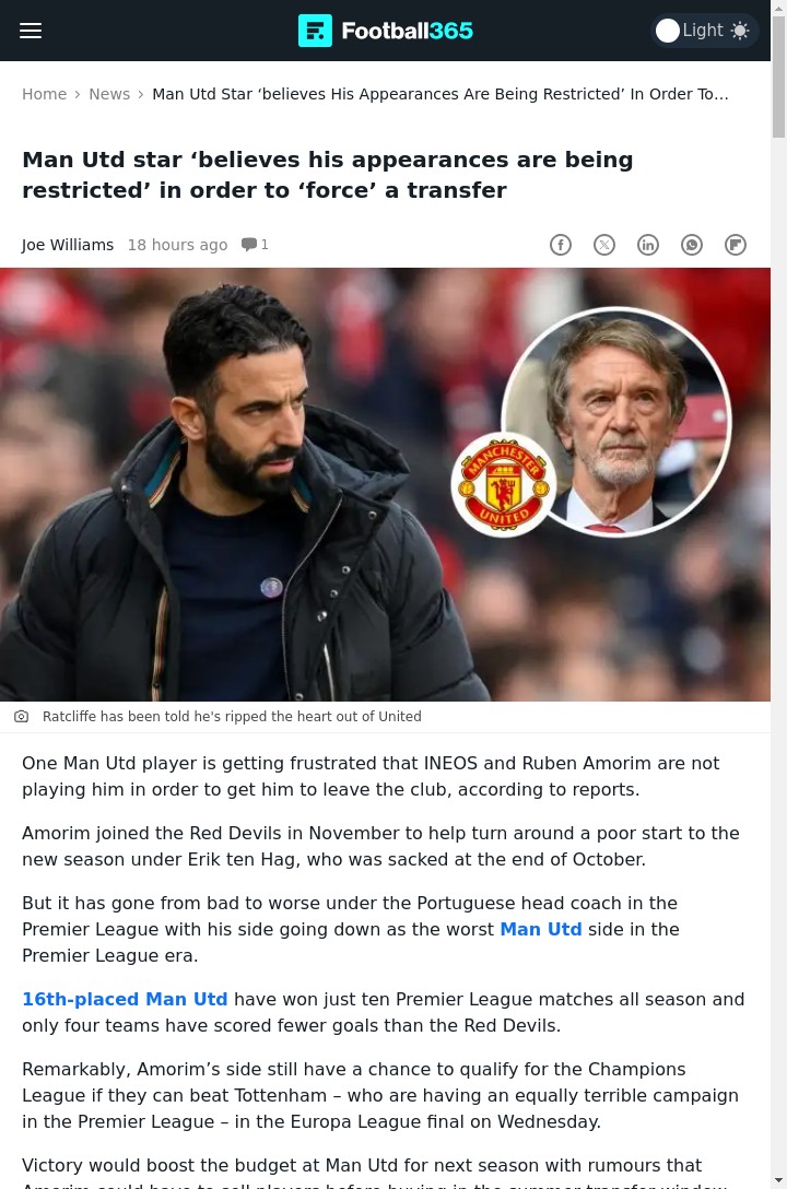 Red Devils Drama: Star Frozen Out?