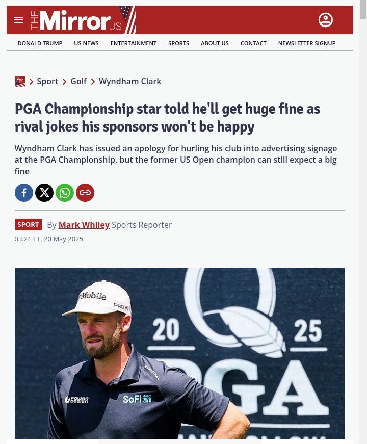 Wyndham Clark’s Club Toss: Fine Incoming?