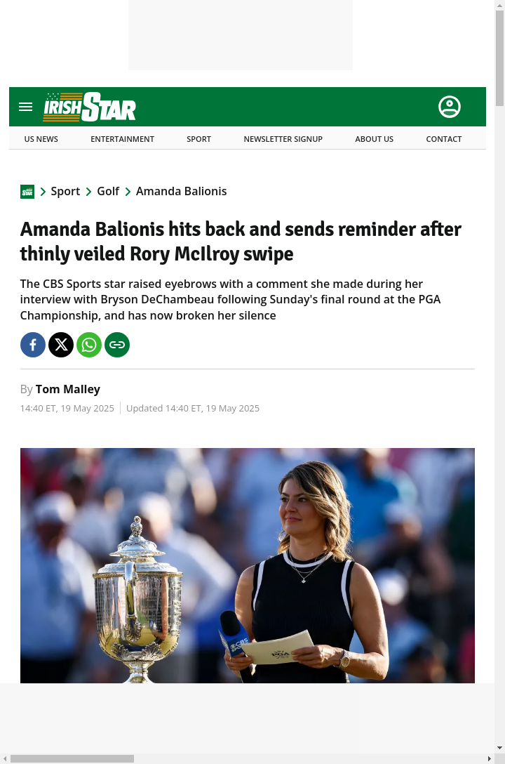 Balionis Fires Back After Rory Snub Drama