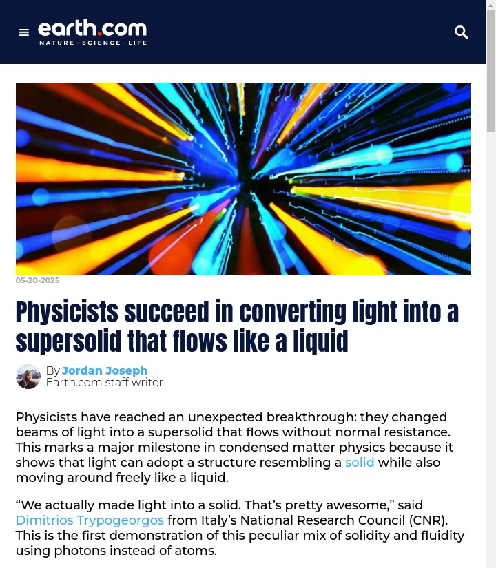 Light Turned Into a Supersolid?!