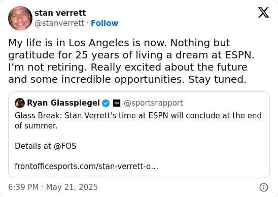 Stan Verrett Out at ESPN?! 😱