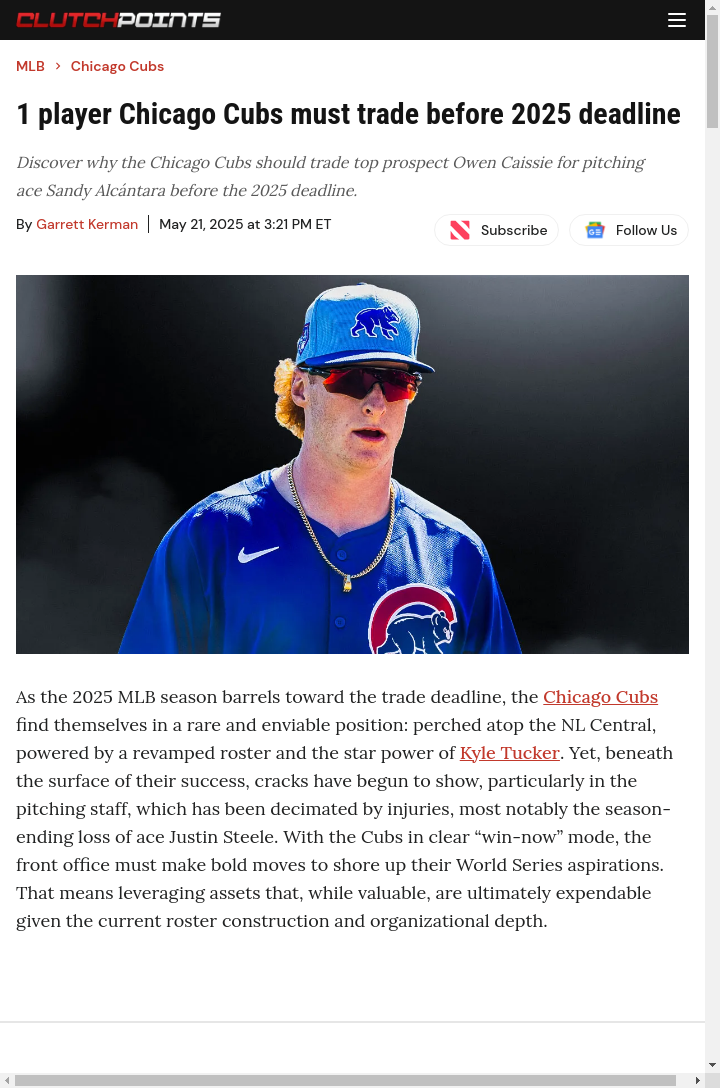 Should the Cubs Flip Caissie for an Ace?
