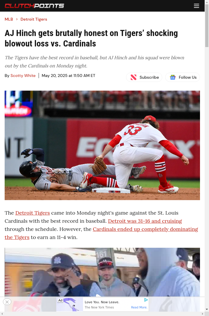 Tigers Blown Out: Hinch Calls It Like It Is