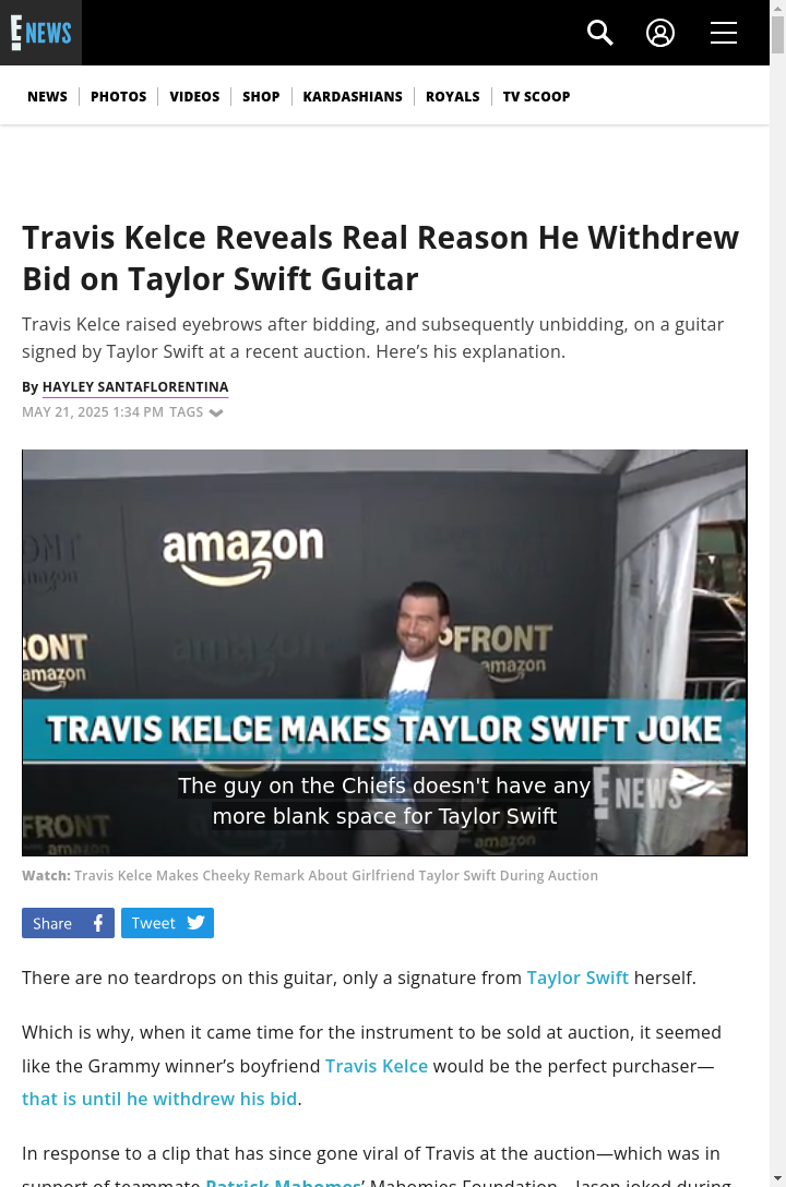 Travis Kelce’s Guitar Bid Mix-Up 😂