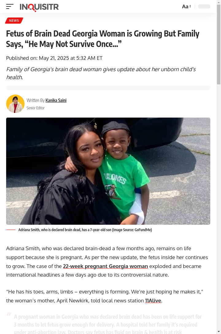 Pregnant Woman on Life Support—Family Speaks Out