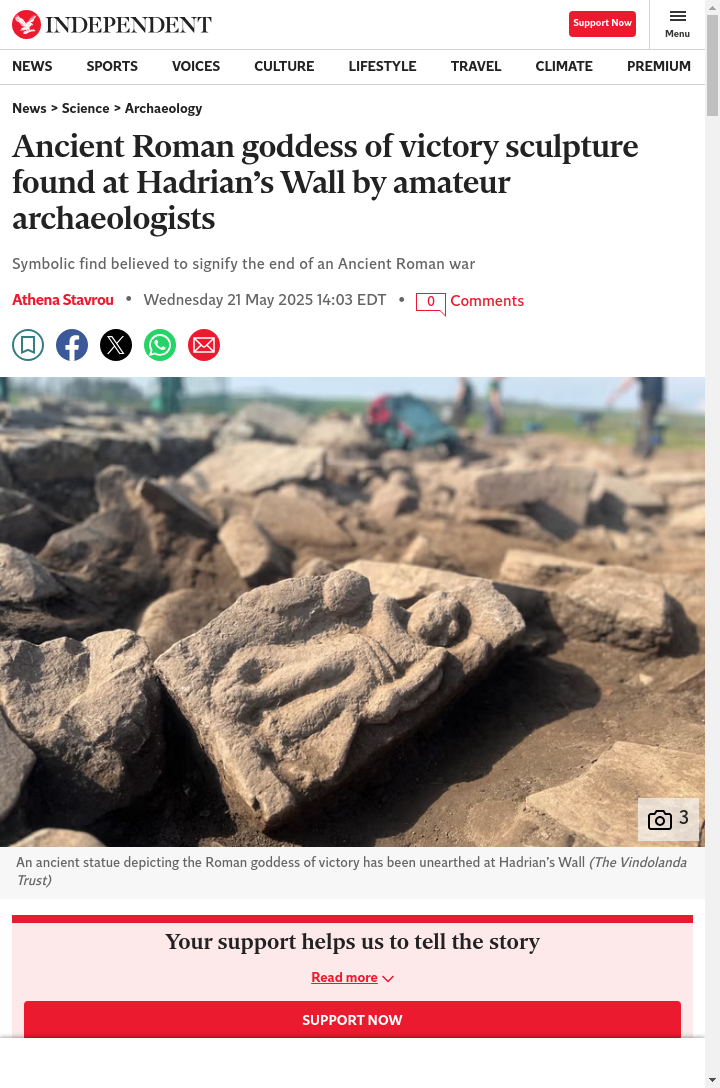 Couple Digs Up Roman Goddess at Hadrian’s Wall