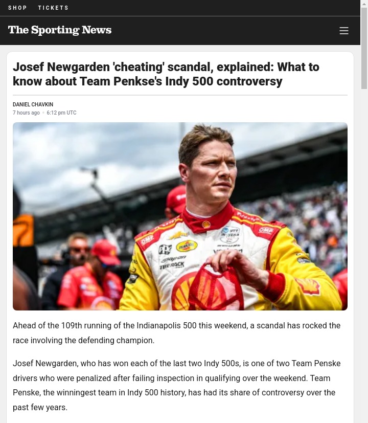 Penske Drama: Newgarden’s Indy 500 Setback