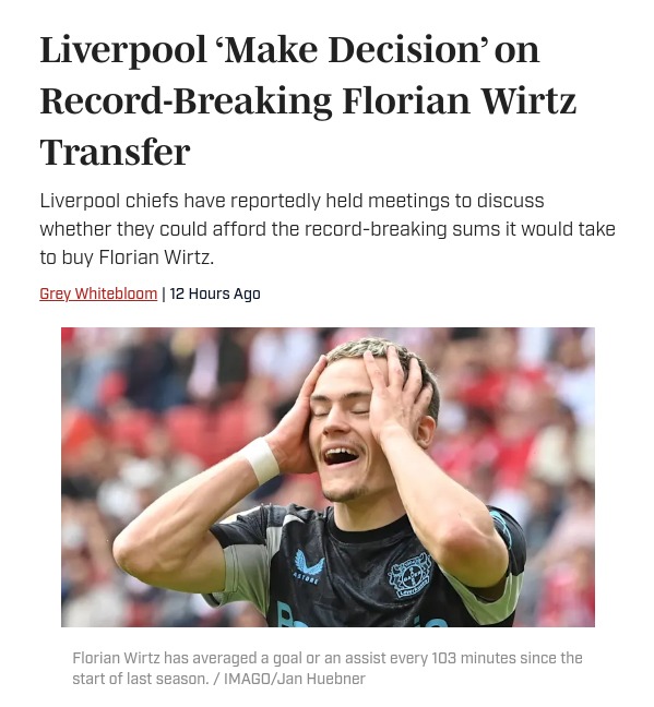 Reds Ready to Break Bank for Wirtz?