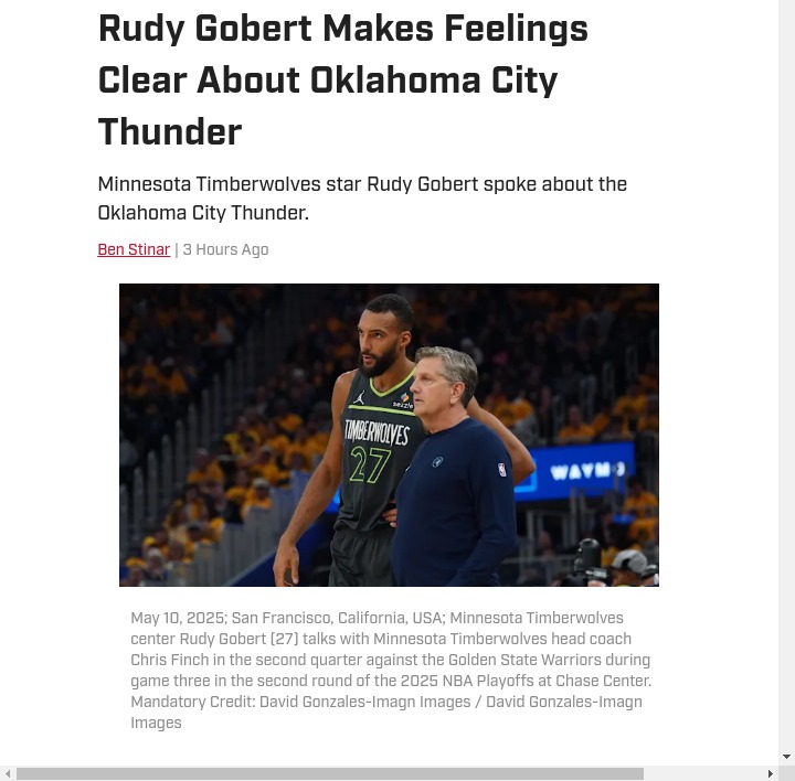 Gobert Calls Out Thunder’s Physical Play