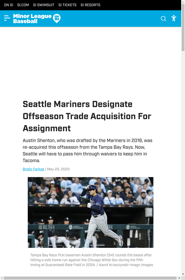 Shenton DFA’d—Tough Call for Hometown Kid