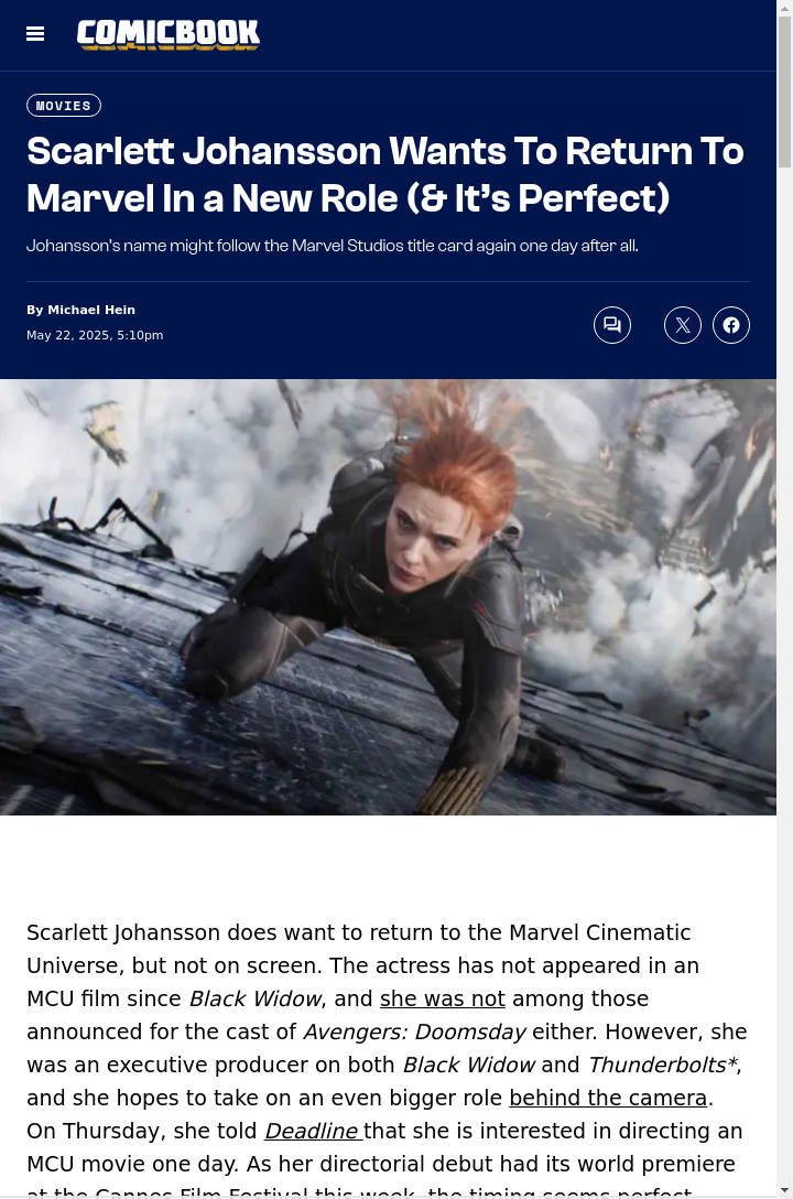 Scarlett Johansson Eyes MCU Directing 🎬