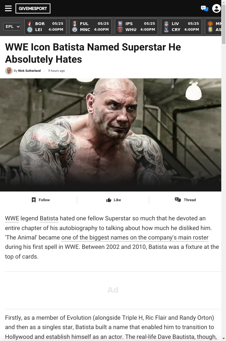 Batista’s Unforgiven Rivalry with Bubba Ray